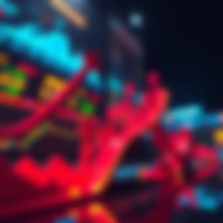 A graphic illustrating Solana's rise in trading volume with upward arrows and blockchain symbols