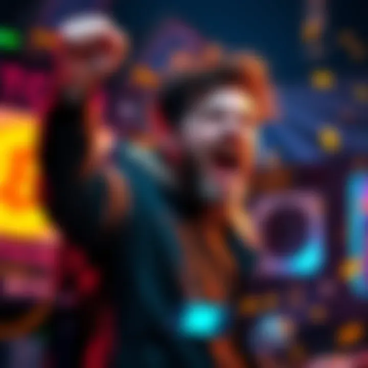 A person celebrating after successfully mining Bitcoin block with a compact device, showing excitement and joy for winning 3.1382 BTC.