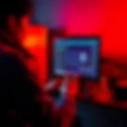 A person setting up an umbrel node for solo mining Bitcoin on a personal computer with mining software visible on the screen.