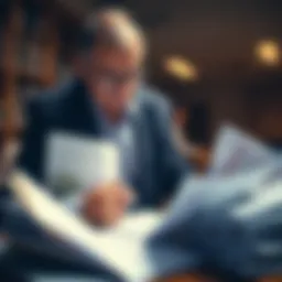 Individual examining documents related to a deceased parent's estate