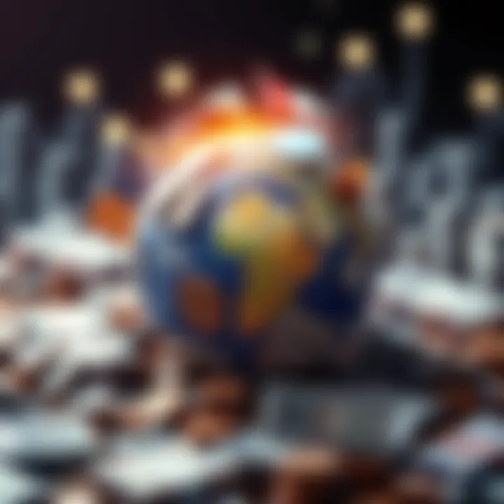 A graphic representation of sovereign money, featuring diverse currencies and a globe, symbolizing a shift from dollar dominance.