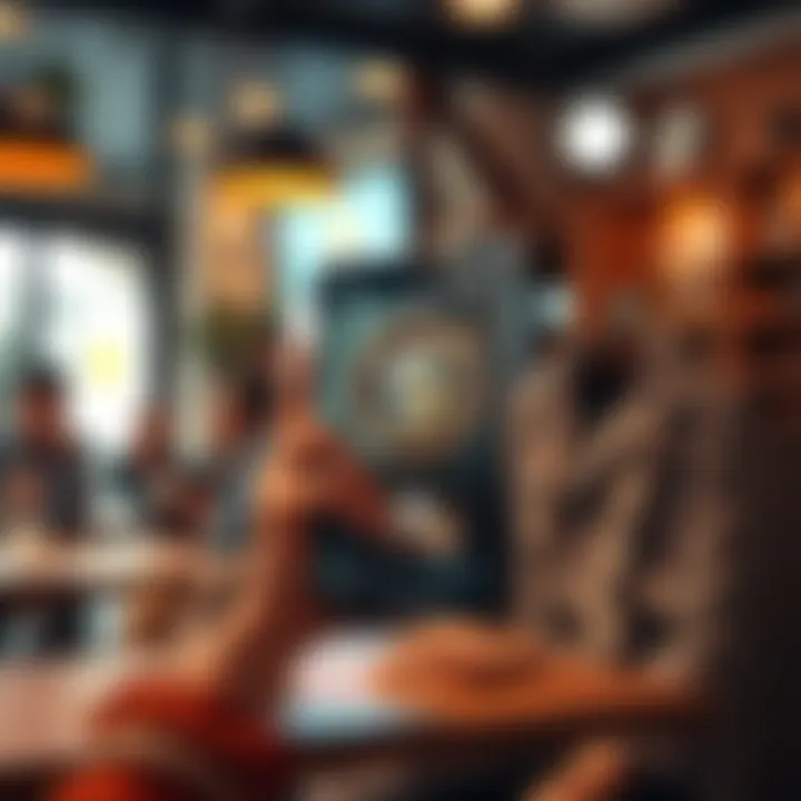 A person using SOL cryptocurrency to pay for coffee at a cafe, with a digital wallet open on their phone.