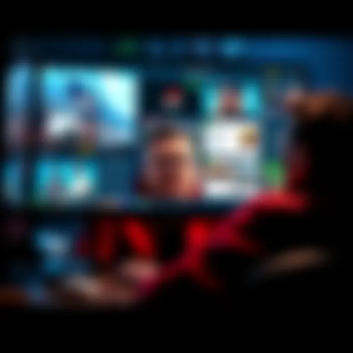 A computer screen displaying various sports betting ads, with frustrated person in the background looking at the screen.