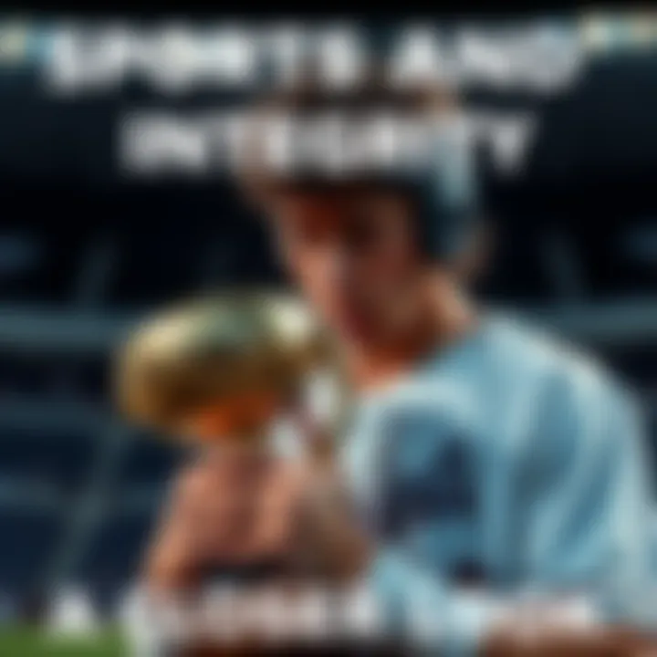 A sports figure holding a trophy while looking conflicted, representing the struggle between integrity and steroid use.