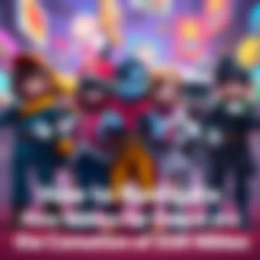 A group of colorful SSR Nikkes characters standing together, showcasing their unique designs and expressions, set against a vibrant gaming backdrop.