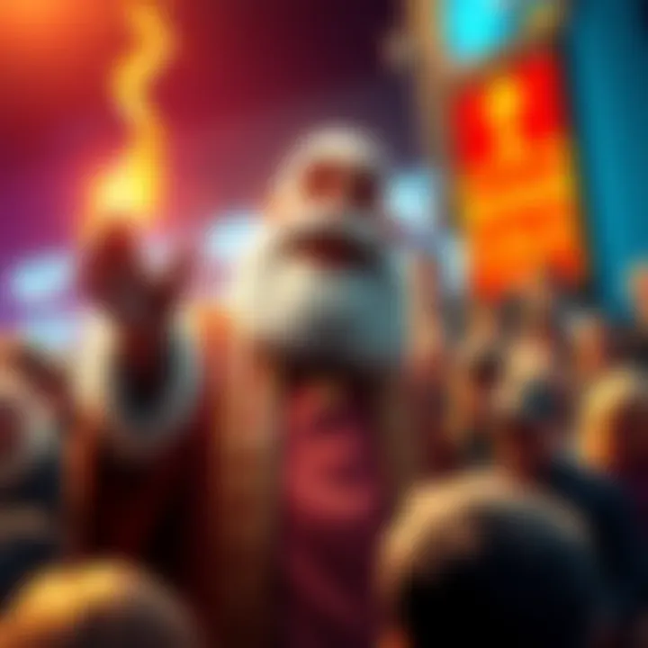 St. FU confidently addressing a crowd of DOGE critics, offering insights and advice