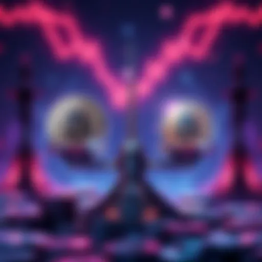 An illustration showing a balance between stable coins and traditional cryptocurrencies like Bitcoin, representing the changing crypto market.