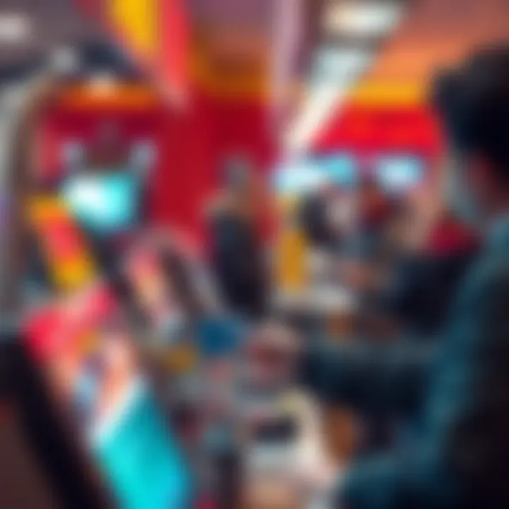 A person using a stablecoin card at a checkout, with a digital payment terminal visible