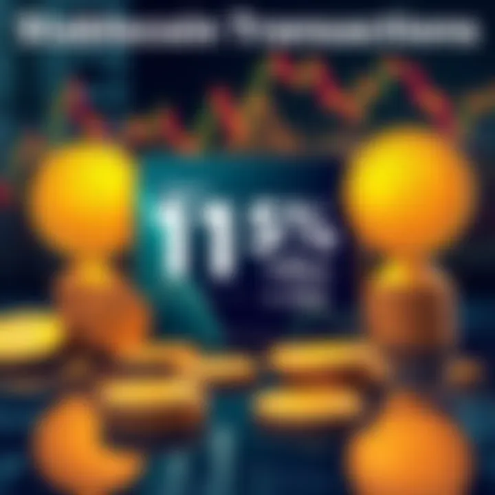 Stablecoin Transactions A digital illustration showing stablecoin symbols with a statistic showing only 1% used for real-world payments, surrounded by a backdrop of financial charts, symbolizing the contrast between digital ...