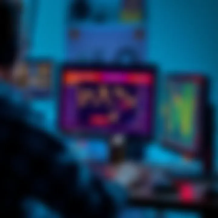 A person examining options for staking tokens and running a node on their computer with a mini PC and tokens displayed on the screen