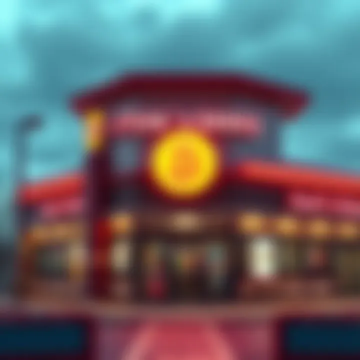 A Steak 'n Shake fast food restaurant showcasing Bitcoin payment options with a bright sign.