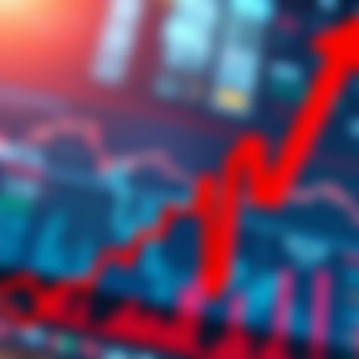 A graph showing a sharp decline in stock market value with red arrows pointing down, symbolizing market chaos.