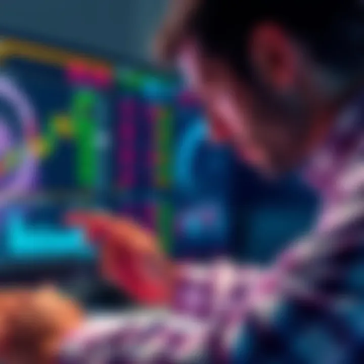 A person examining stock charts and financial reports, showing a shift from cryptocurrency to stock investments in AI companies.