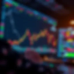 A person analyzing stock charts on a computer screen showing declining trends and indicators