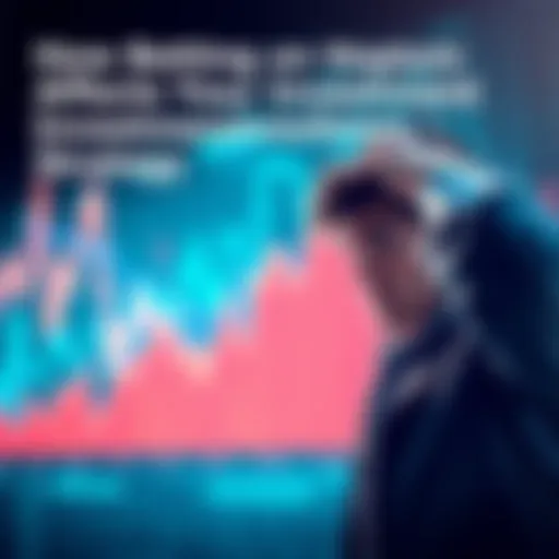 A graph showing a downward trend in stock prices with a person looking worried and holding their head