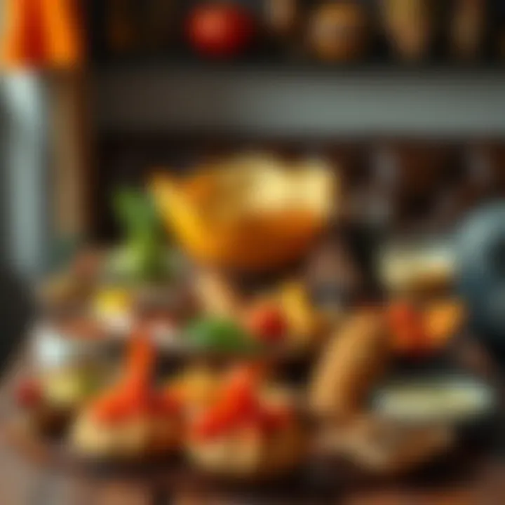 A variety of unusual dishes displayed on a dining table, showcasing unique culinary trends.