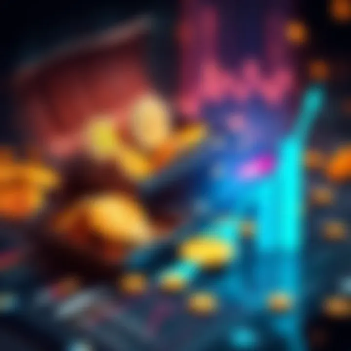 A graphic depicting a digital wallet filled with Bitcoin coins and a growing graph representing financial growth.