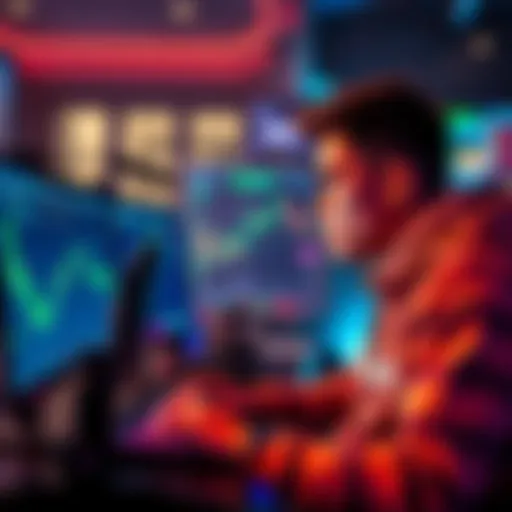 A streamer analyzing memecoins on a computer while engaging with an online audience in a chat room