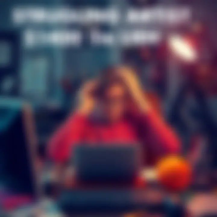 An artist sitting at a cluttered desk with a worried expression, holding their head in their hands, symbolizing loss and frustration over stolen cryptocurrency.