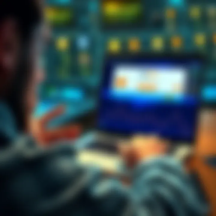 A frustrated person looks at their laptop screen showing a Bitcoin wallet with a pending transaction, expressing disappointment over waiting for funds to clear.