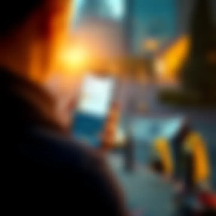 A student looks at a Bitcoin trading app on his smartphone, reflecting on past investment choices while holding a small amount of cash, symbolizing a fresh start in investing