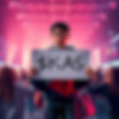 A determined student stands holding a sign with $KAS, showing resilience in a tough market while surrounded by supportive peers.