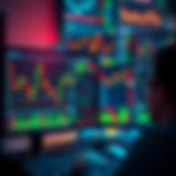 A focused person analyzing day trading charts on a computer screen with financial data