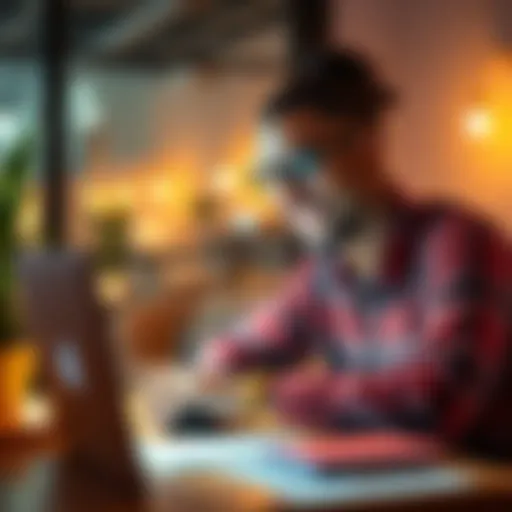 A person smiling while using a laptop, showcasing their earnings from one device in a calm setting.