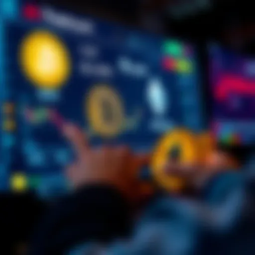 A person exchanging Bitcoin for Ethereum on a digital platform, showing cryptocurrency logos and transaction details on a screen.