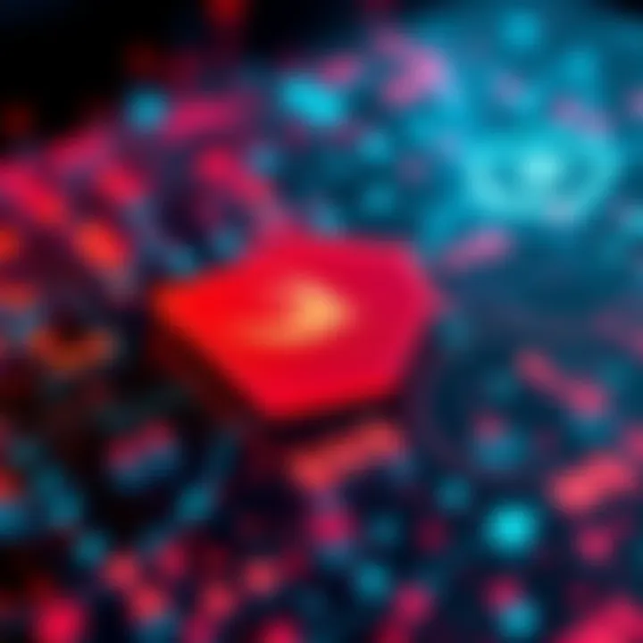 A digital representation of blockchain technology with financial symbols, illustrating Swift's new ledger for transactions.