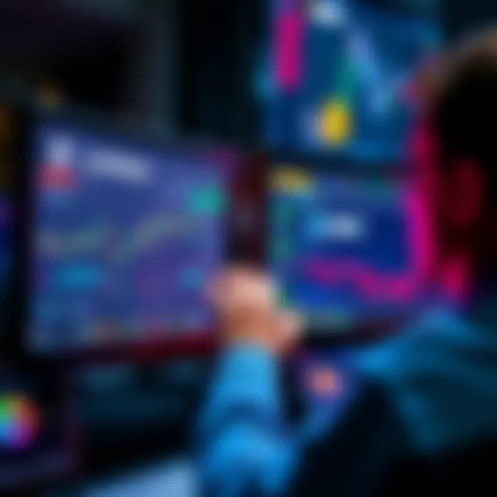 A person looking at two computer screens showing Coinbase and MEXC trading platforms, weighing options for cryptocurrency trading.