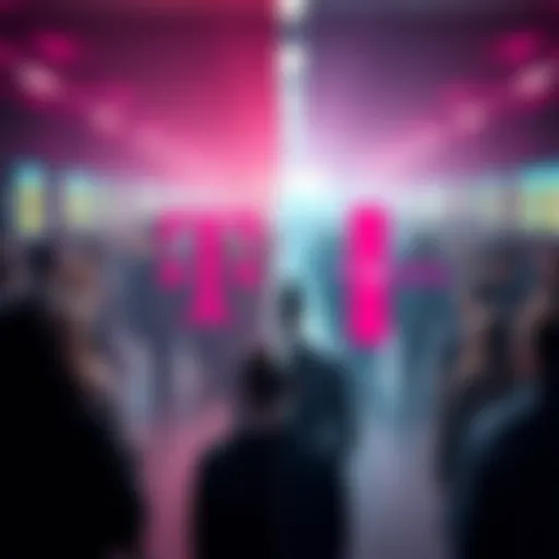 T-Mobile and Helium Network logos shown apart with a confused community of people in the background