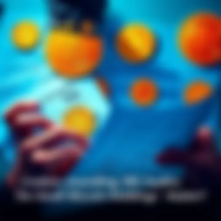 Individual studying tax documents alongside Bitcoin icons and IRS forms