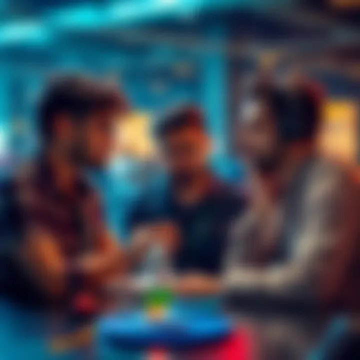 Three people discussing ideas for iQOO City Battles 2026 hackathon in Pune, focusing on AI and development