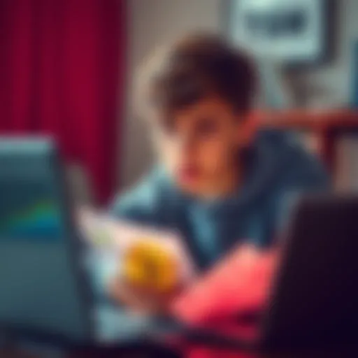 A UK teenager looks frustrated while trying to buy Bitcoin, surrounded by bank documents and a laptop displaying crypto exchange sites.