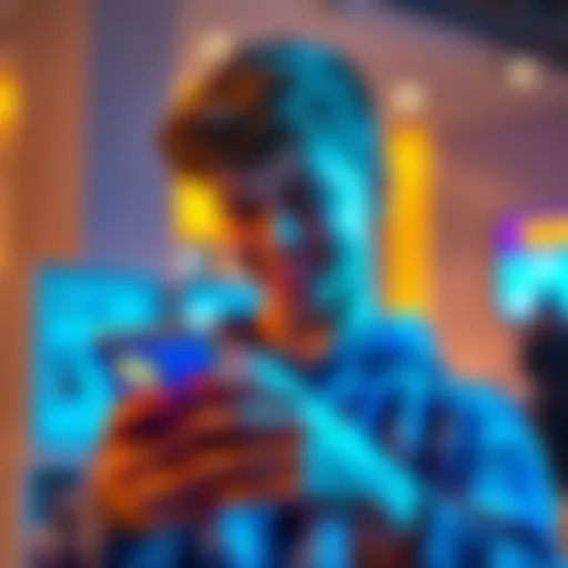 A teenager using a smartphone with a Bitcoin symbol on the screen, looking excited about purchasing cryptocurrency without ID verification.