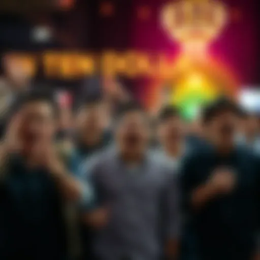 A group of excited people ready to participate in a game with ten dollar stakes.