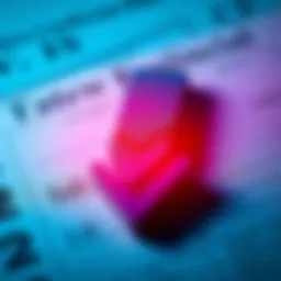 A graphic showing a downward arrow representing the downgrade of Tether's stablecoin rating with financial documents in the background.