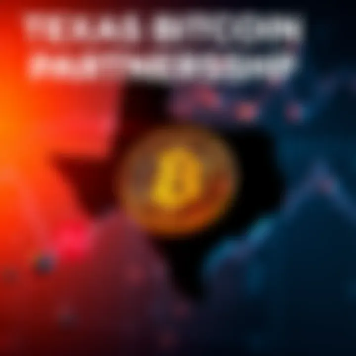 Texas state outline with Bitcoin symbol and BlackRock logo, indicating investment in digital currency