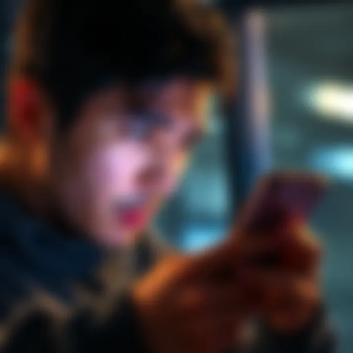 A person looking frustrated at their phone while trying to send a text message for login verification.