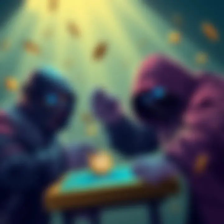 Illustration of thieves taking money from digital wallets representing rug pulls in Solana chain
