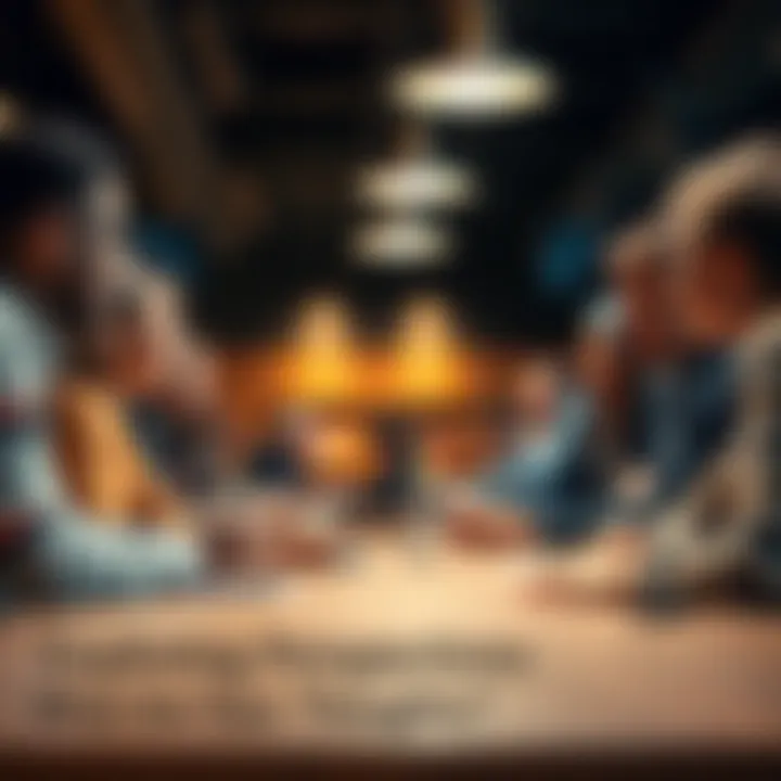 A group of diverse people sharing ideas and engaging in conversation around a table.