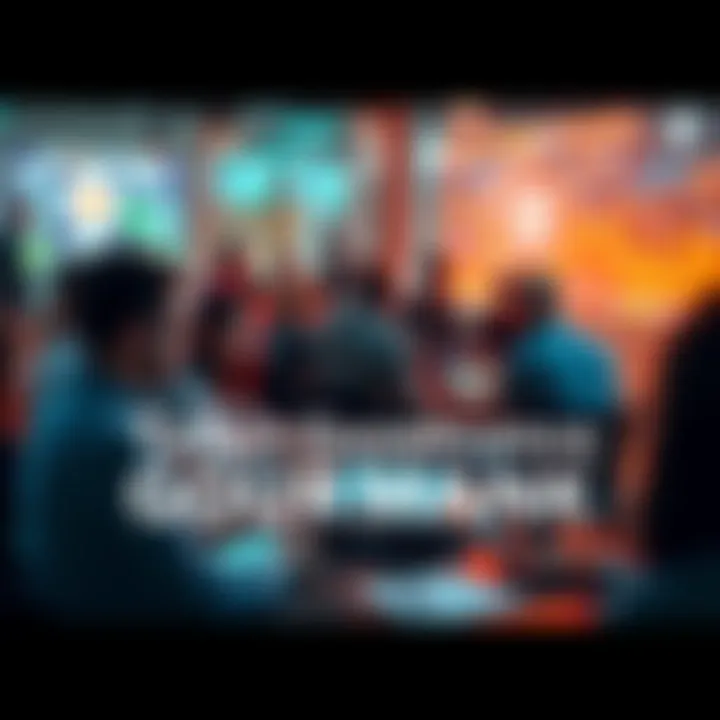 A visual representation of a community discussing token governance in Solana, featuring people interacting with digital interfaces and smart contracts.