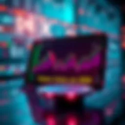 Graphic showing price data for tokens on a decentralized exchange, with visuals of graphs and charts