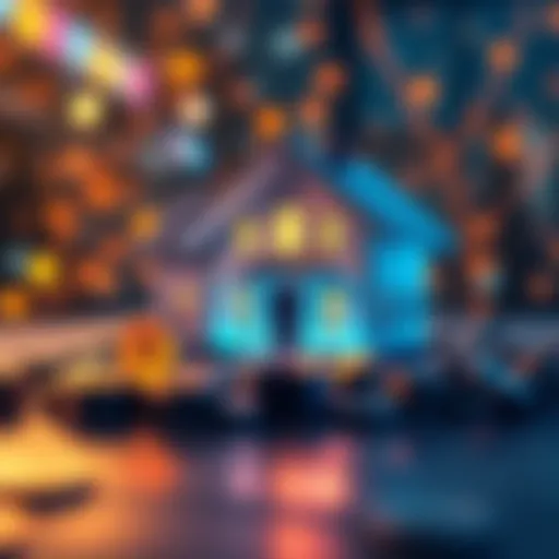 A visual representation of a house with digital tokens surrounding it, symbolizing fractional ownership in real estate investments.