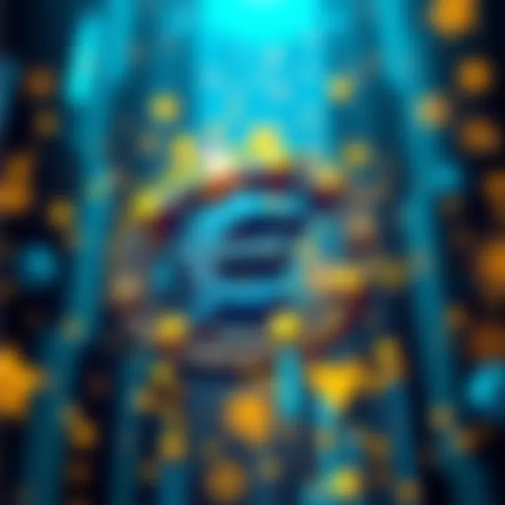 A digital representation of the Euro symbol with blockchain elements around it, symbolizing the EU's move to tokenize the Euro.