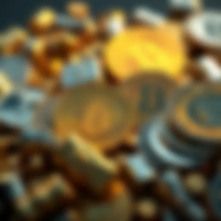 A visual comparison of tokenized gold and silver, showing gold coins and silver bullion, highlighting the popularity of gold-backed assets.