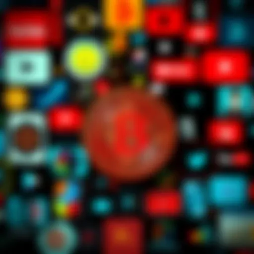 A collage of Bitcoin-related graphics and logos of YouTube channels for Bitcoin insights.