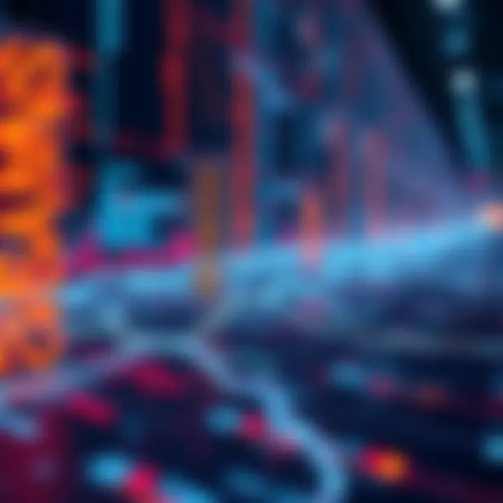 A visualization showing real-time data streams from the Solana blockchain, highlighting transactions, balance updates, and trades, with emphasis on speed and uptime.