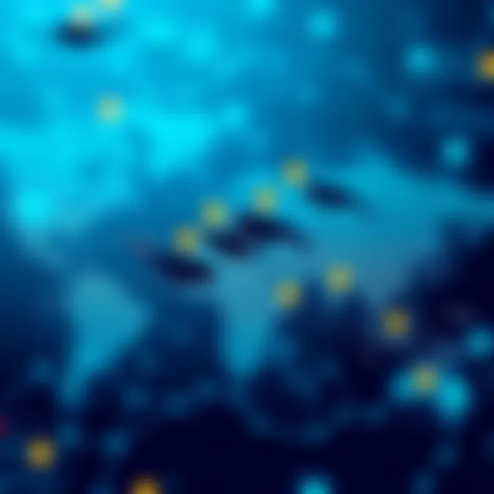 A graphic showing whale icons representing large cryptocurrency holders and their movements on a digital map